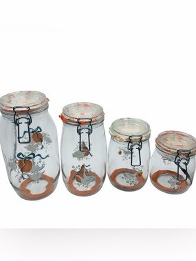 Vintage International Marmalade Preserving Canning Jar Set Geese 4 Pc Canisters